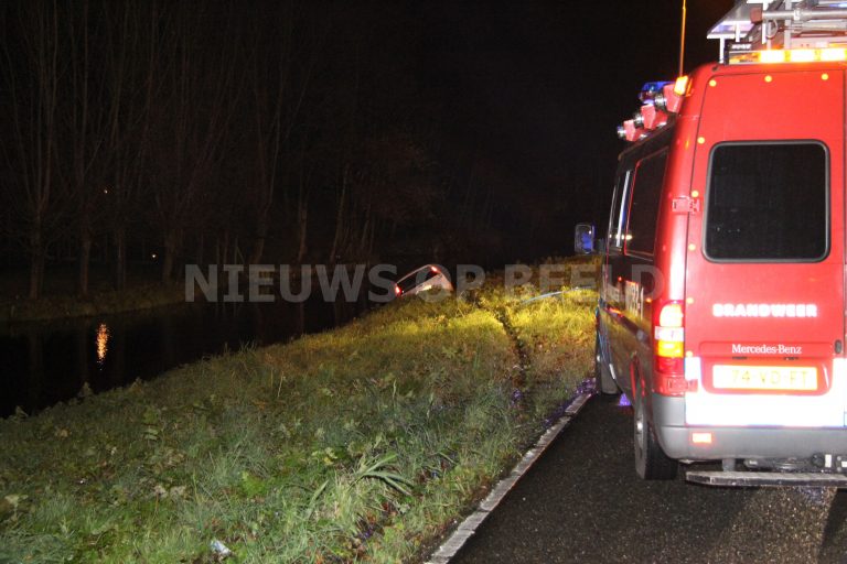Automobilist rijdt met auto het water in Abram van Rijckevorselweg Capelle aan den IJssel