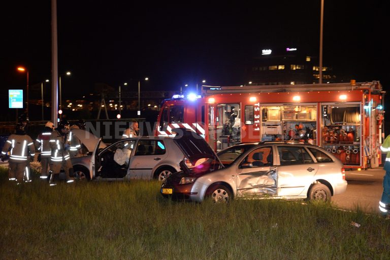 Veel schade na ongeval afrit Kralingseplein Rotterdam