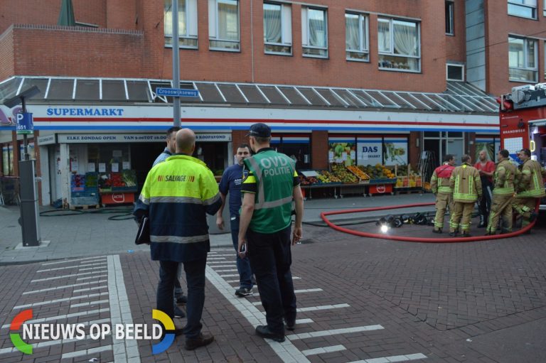 Brand supermarkt mogelijk aangestoken Crooswijkseweg Rotterdam