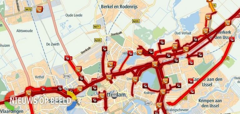 Verkeerschaos in Rijnmond-Noord na afsluitingen op A16 en A20