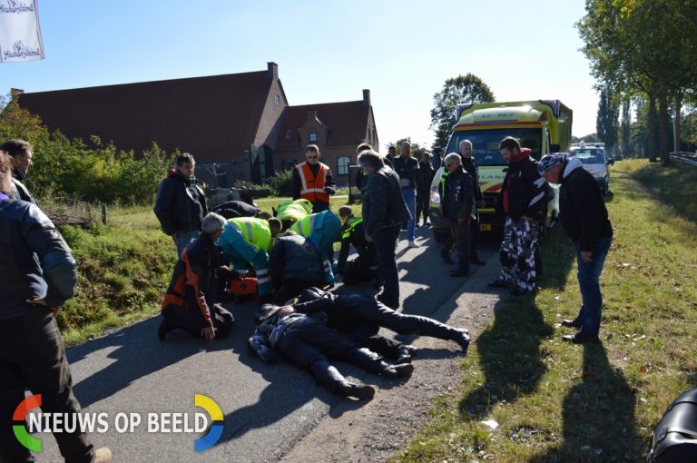 Twee motorrijders ten val tijdens tourtocht Nieuweweg Hellevoetsluis
