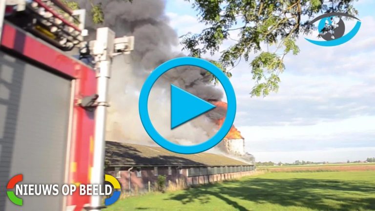 Zeer grote brand verwoest schuur met tienduizenden kippen Plasweg Waddinxveen (video)