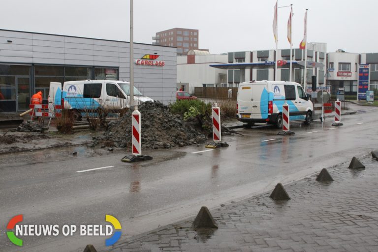Huishoudens zonder water na raken waterleiding tijdens werkzaamheden Touwbaan Leiderdorp