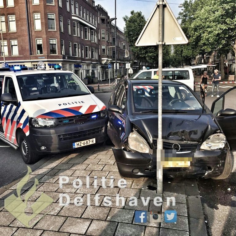 Crash na achtervolging Mathenesserbrug Rotterdam