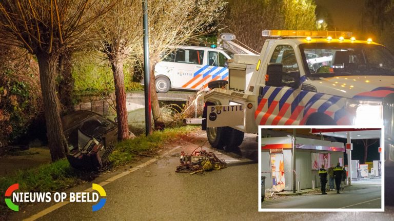 Ramkrakers tankstation gepakt na crash in sloot Schermerhoek Capelle aan den IJssel