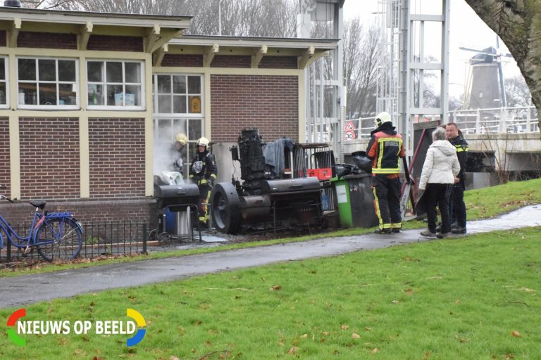 Frituurpan vat vlam tegen Museumcafé aan Schielands hoge zeedijk Gouda