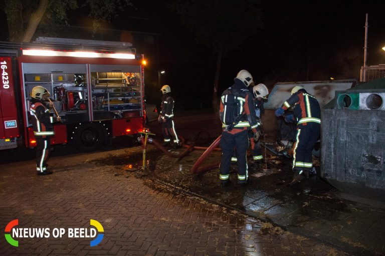 Mogelijke brandstichting containerbrand Rijn en Schiekade Leiden