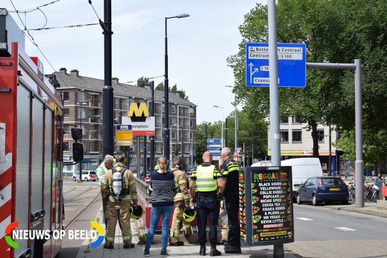 Brandmelding in aansturingskast legt metroverkeer plat op station Oostplein Rotterdam