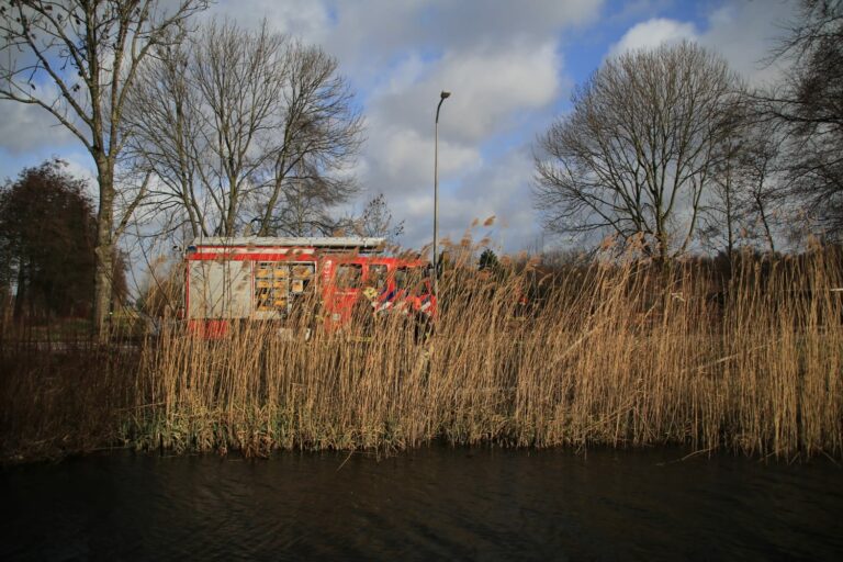 Brandweer verwijdert gevaarlijk overhellende boom