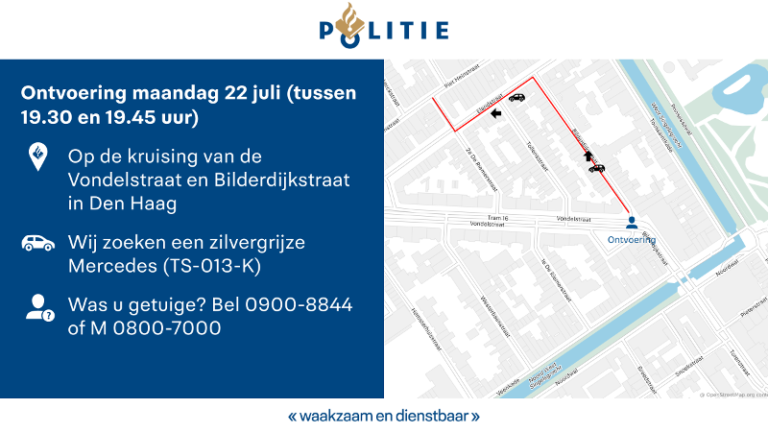 Politie zoekt getuigen van ontvoering in Den Haag