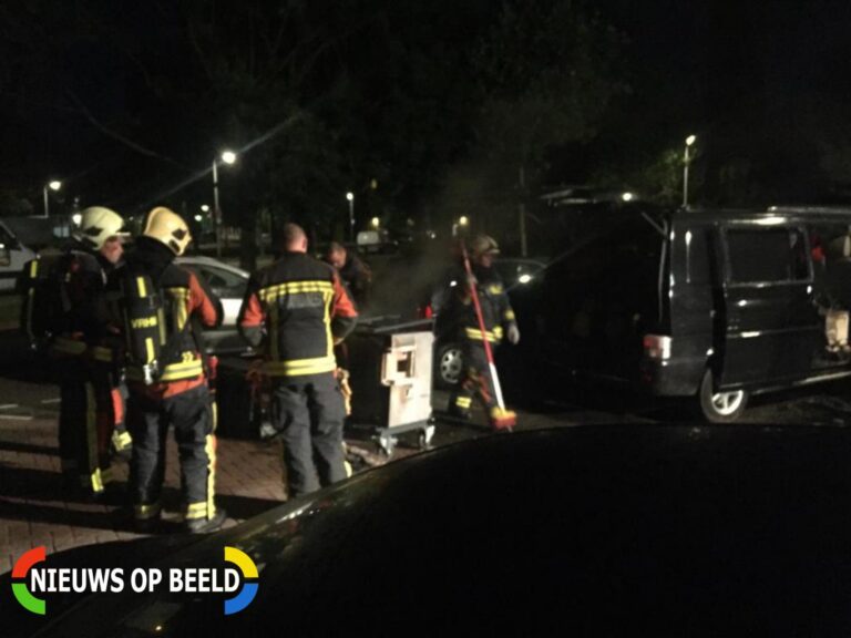 Bestelbus verwoest na te hete oven in laadruim Van der Palmstraat Gouda
