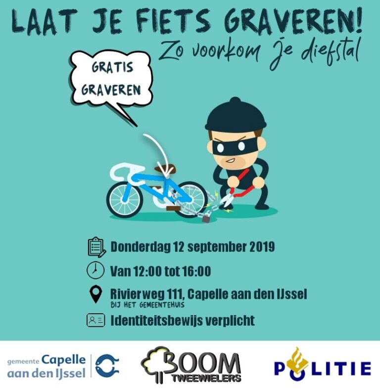 Gratis fietsgraveeractie bij het gemeentehuis Capelle aan den IJssel