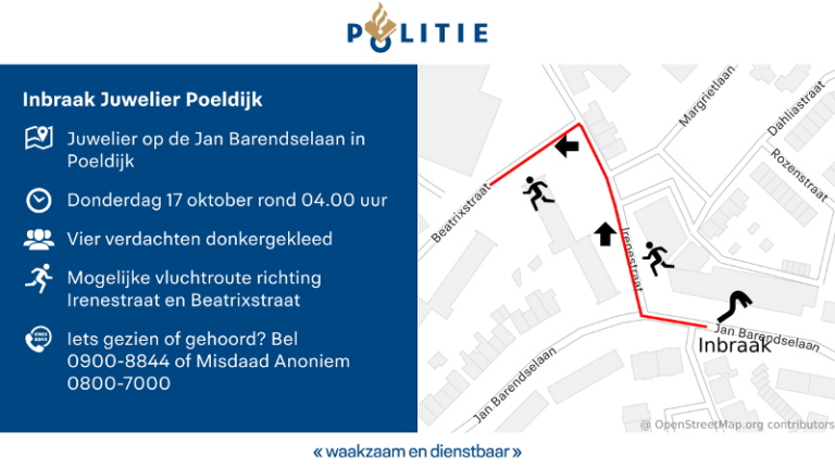 Inbraak bij juwelier in Poeldijk