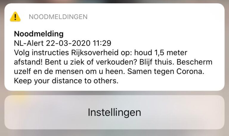 Overheid stuurt noodmelding naar smartphones