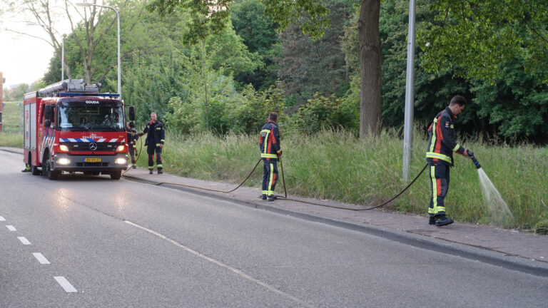 Bewoners blussen meerdere bermbranden Groenhovenweg Gouda