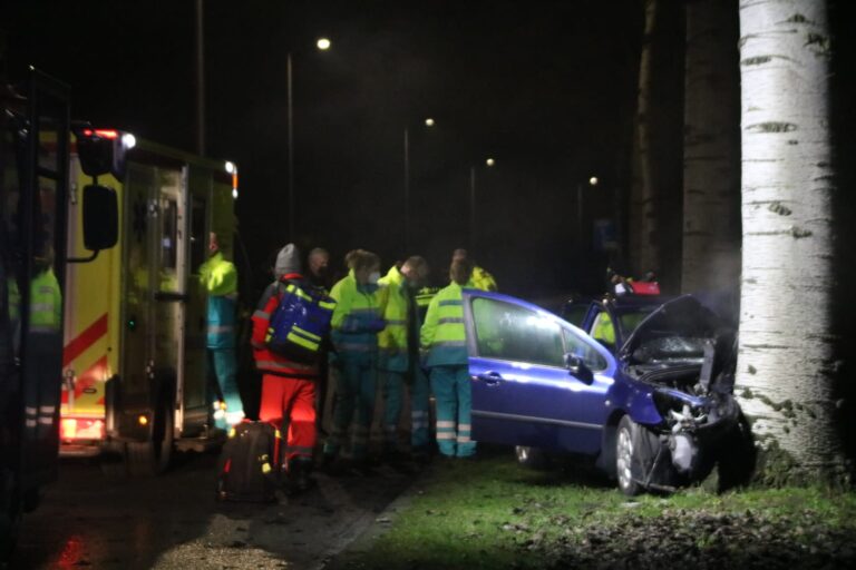 Automobilist gewond na botsing met boom Baljuwlaan Spijkenisse