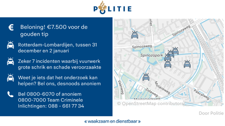 OM looft 7500 euro uit voor gouden tip na explosies in Rotterdam Zuid