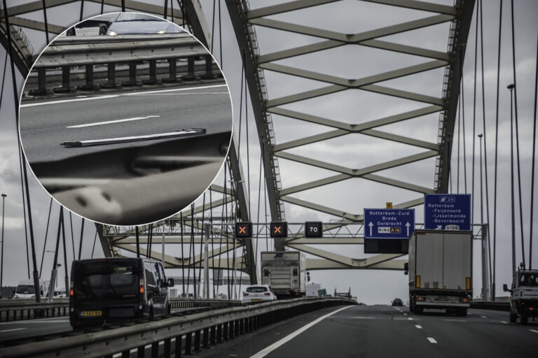 Vertraging op A16 bij Brienenoordbrug door afgevallen lading