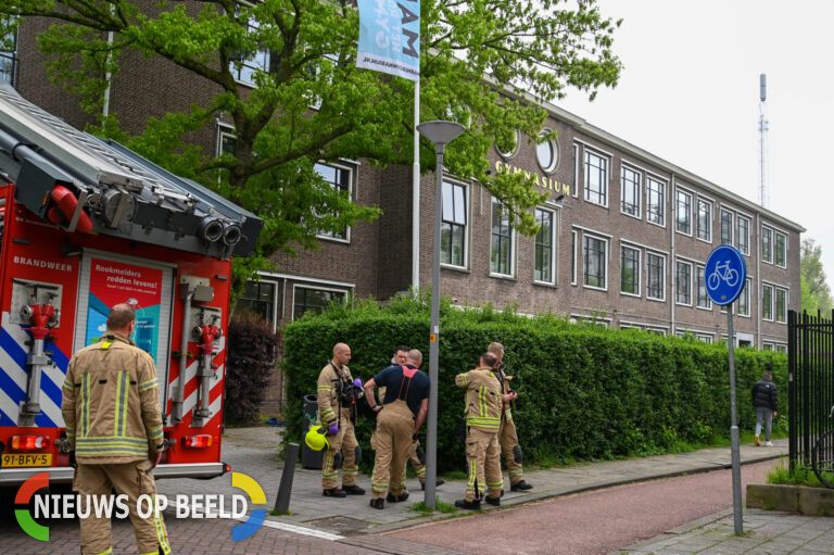 Brand in schoolgebouw Marnix Gymnasium Essenburgsingel Rotterdam