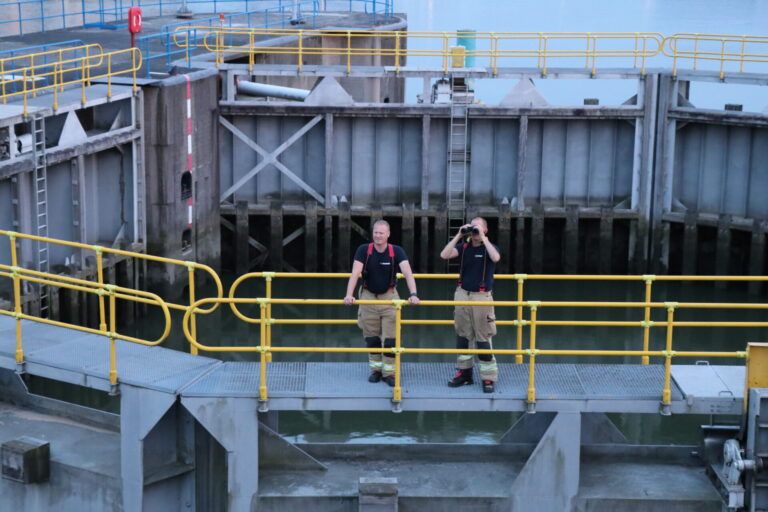 Kat door brandweer uit sluisdeur Algerabrug gehaald